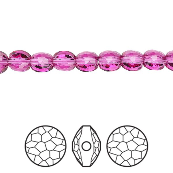 Bead 4pk fuchsia, Crystal Passions® 6mm puffed round 5034 image number 0