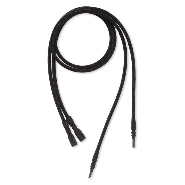 Necklace cord, silicone / velveteen / stainless steel, black, 3mm wide, 18 inches with snap closure. Sold per pkg of 2. image number 0