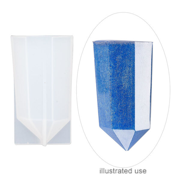 Mold, silicone, white, 53 x 27 x 22mm undrilled faceted point. Sold individually. image number 0