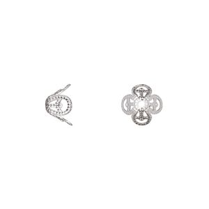 Bead cap, silver-finished brass, 8x5mm filigree basket, fits 8-10mm bead. Sold per pkg of 50.
