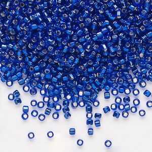 Seed bead, Dyna-Mites™, glass, pkg/1/2kg, #11 round, transparent silver-lined cobalt blue, (74:SR 11/0 SR).