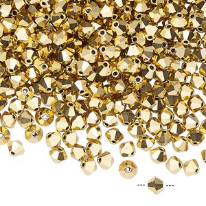 Bead 144pk crystal aurum 2X, Preciosa Czech crystal 4mm bicone