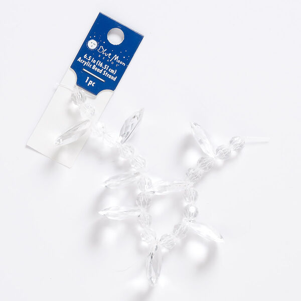 Bead and drop mix, acrylic, transparent clear, 8mm faceted round and 23x18mm-24x18mm faceted teardrop. Sold per 6-1/2 inch strand. image number 0