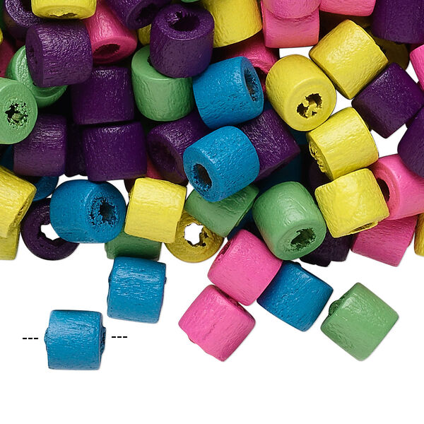 Bead mix, wood, mixed colors, 7x6mm heishi. Sold per 400-gram pkg, approximately 3,800 beads. image number 0