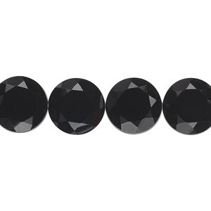 Black onyx 1pkg10, hand-cut faceted flat round bead 12mm