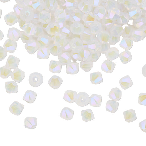Bead 144pk white opal shimmer 2X, Crystal Passions® 4mm bicone 5328 image number 0
