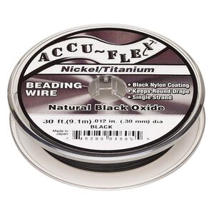 Beading wire, Accu-Flex®, nylon / nickel / titanium, black, 1 strand, 0.012-inch diameter. Sold per 30-foot spool.