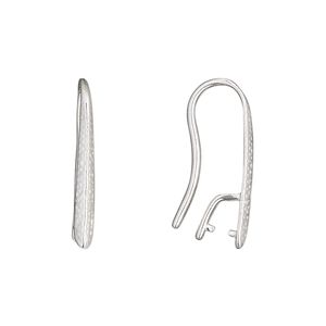 Ear wire fishhook 1pkg2 sterling silver, 23mm hammered / ice-pick bail / 4mm grip length, 18 gauge 1 pair