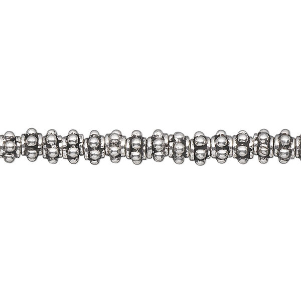 Bead, antiqued sterling silver, 5x3mm bumpy rondelle. Sold per 1-troy ounce pkg, approximately 120-140 beads. image number 0