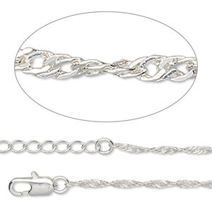 Chain 1pkg1 silver-plated Singapore, 2mm / lobster claw clasp, brass 18 inch