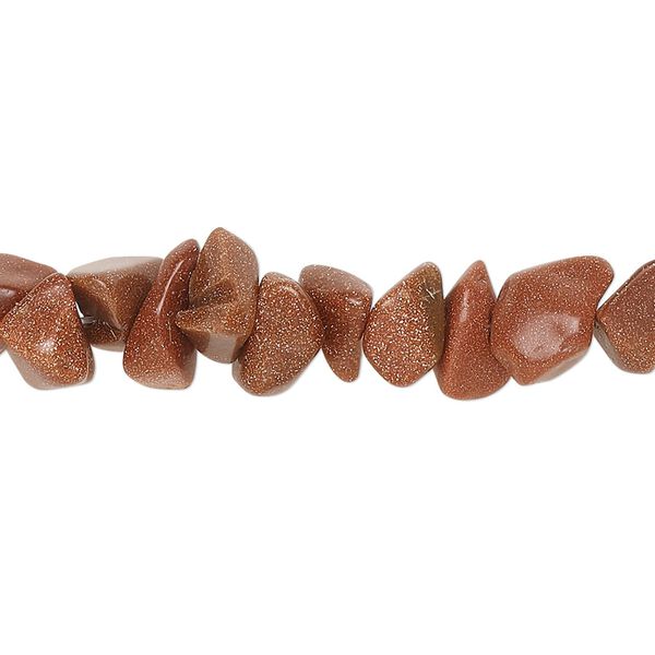 Bead, brown goldstone (man-made), medium chip with 0.6-0.8mm hole. Sold per 34-inch strand, approximately 290-320 beads. image number 0