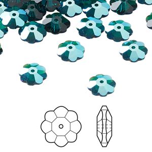 Margarita flower 12pk emerald shimmer, Crystal Passions® 8x3mm 3700