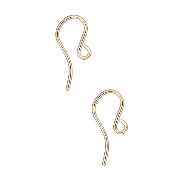 Ear wire, 14Kt gold-filled, pkg/1 pair, 12mm shepherd's hook with open loop, 21 gauge. image number 0