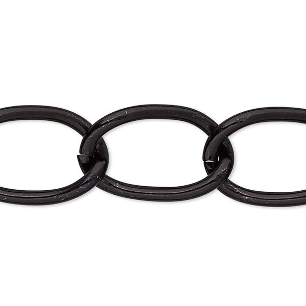 Chain 1pkg1 curb, 15mm, aluminum / anodized black 25 foot unfinished image number 0