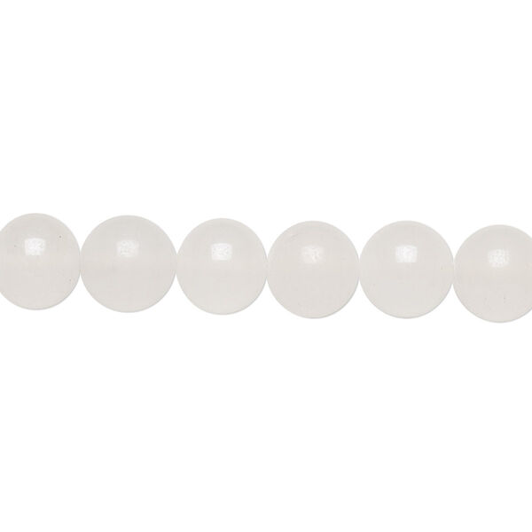 Bead, vintage Japanese glass, translucent white, 7-8mm round. Sold per 22-inch strand. image number 0