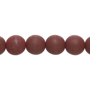 Bead, coated glass, opaque matte rust, 10mm round. Sold per 7-inch strand, approximately 15 beads.