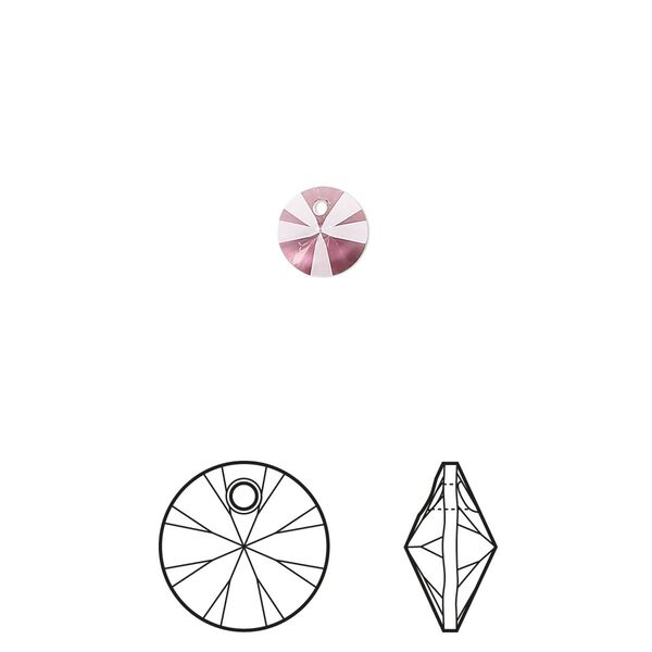 Drop 720pk crystal antique pink, Swarovski® 6mm pendant mini disk 6428 image number 0