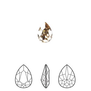 Fancy stone 2pk crystal golden shadow foil back, Crystal Passions® 10x7mm pear 4320