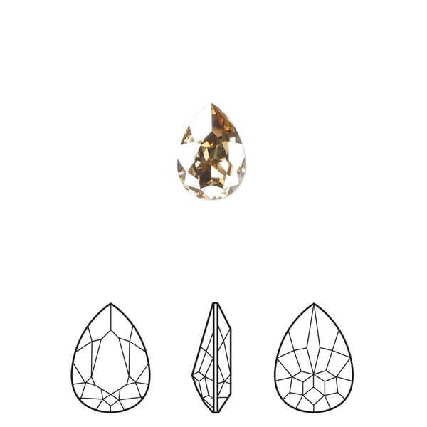 Fancy stone 2pk crystal golden shadow foil back, Crystal Passions® 10x7mm pear 4320 image number 0