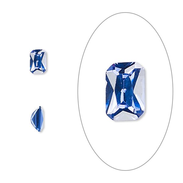 Gem, cubic zirconia, spinel blue, 6x4mm faceted emerald-cut, Mohs hardness 8-1/2. Sold per pkg of 2. image number 0