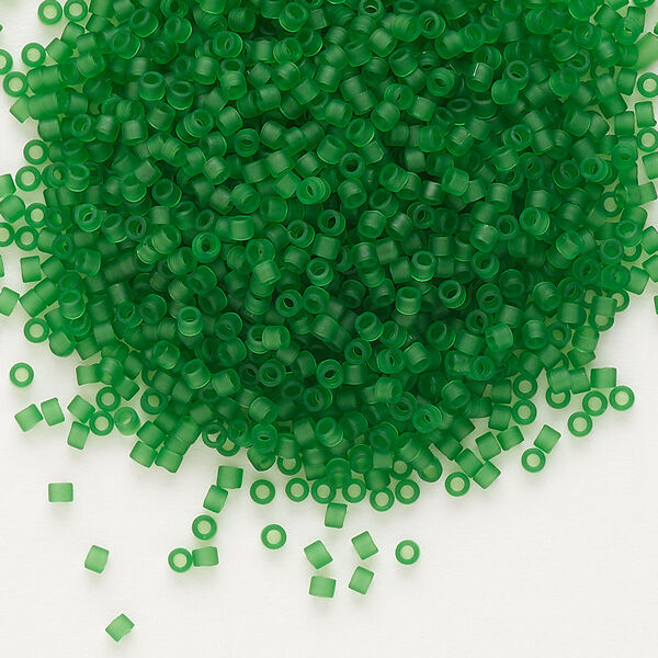 Seed bead, Delica®, glass, pkg/7.5g, #11 round, translucent matte green (DB-0746). image number 0