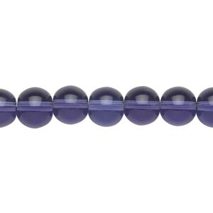Bead, glass, violet, 8mm round. Sold per 36-inch strand.