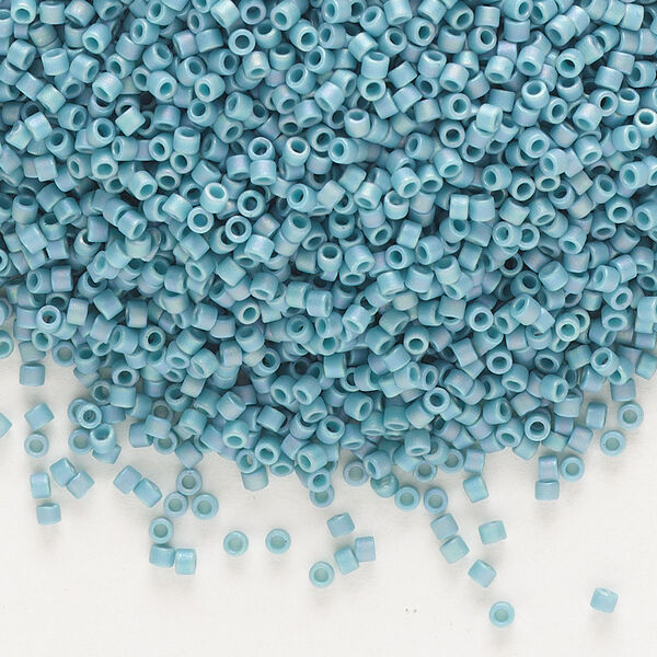 Seed bead, Delica®, glass, pkg/250g, #11 round, opaque matte rainbow nile blue (DB-2315). image number 0