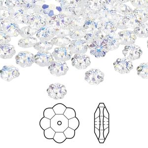 Margarita flower 24pk crystal AB, Crystal Passions® 6x2mm 3700