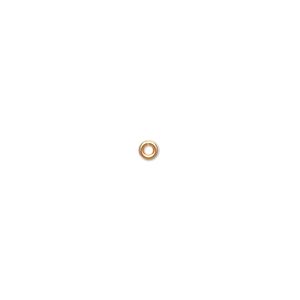 Jump ring, gold-plated brass, 3mm round, 1.5mm inside diameter, 20 gauge. Sold per pkg of 1,000.