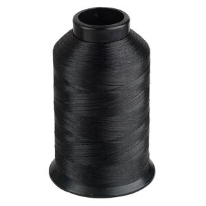 Thread, Nymo®, nylon, black, size B. Sold per 3-ounce spool.