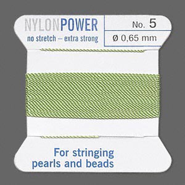 Thread, Griffin, nylon, jade green, size #5. Sold per 2-meter card (approximately 78 inches). image number 0