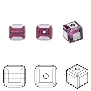 Bead 48pk amethyst, Crystal Passions® 8mm cube 5601