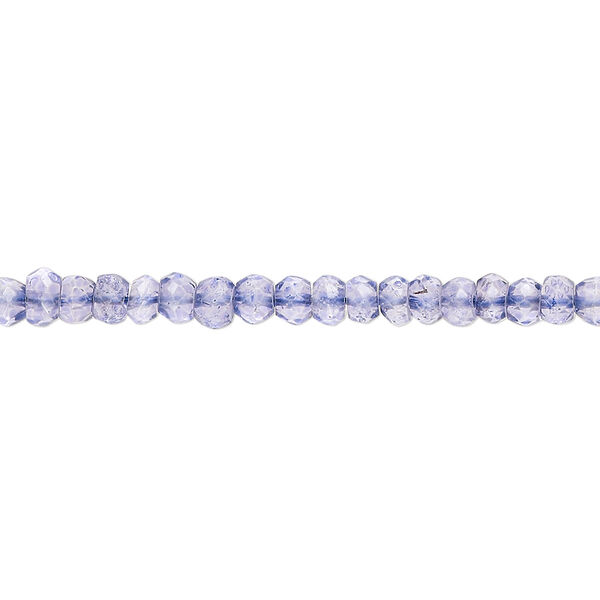Bead, quartz crystal (coated), light purple, 3x2mm-4x3mm hand-cut faceted rondelle, B- grade, Mohs hardness 7. Sold per 13-inch strand, approximately 130 beads. image number 0
