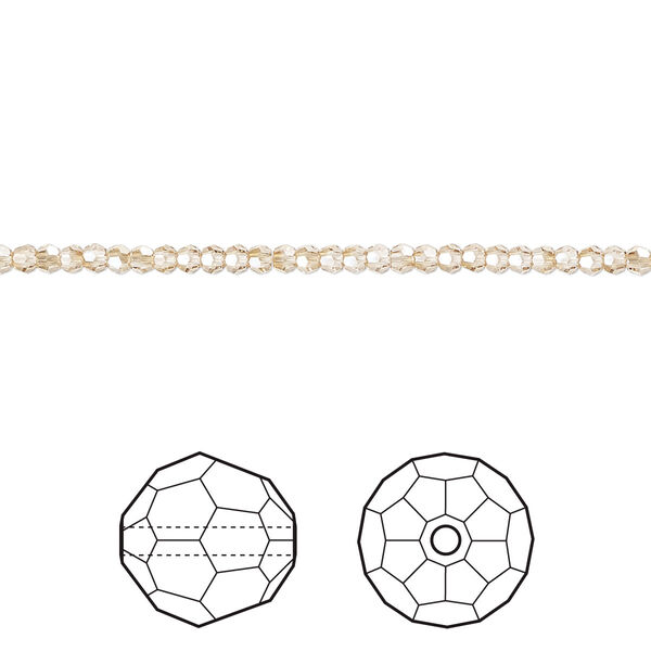 Bead 36pk crystal golden shadow, Crystal Passions® 2mm round 5000 image number 0