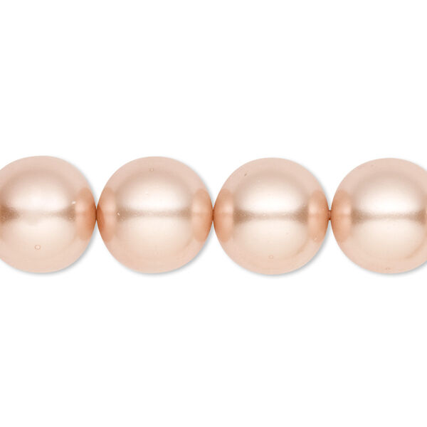 Bead, crystal pearl, champagne, 12mm round. Sold per 15-1/2" to 16" strand, approximately 30 beads. image number 0