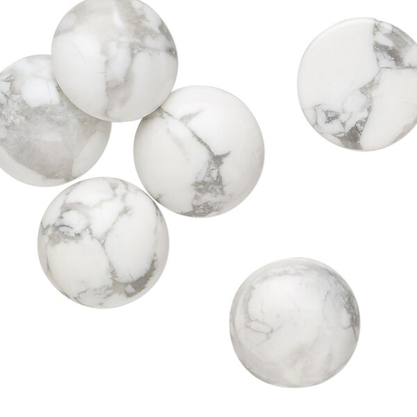 Howlite 1pkg6, calibrated round cab natural 14mm image number 0