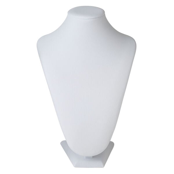 Display, necklace, velveteen and steel, white, 11 x 7-1/4 x 6 inches. Sold individually. image number 0