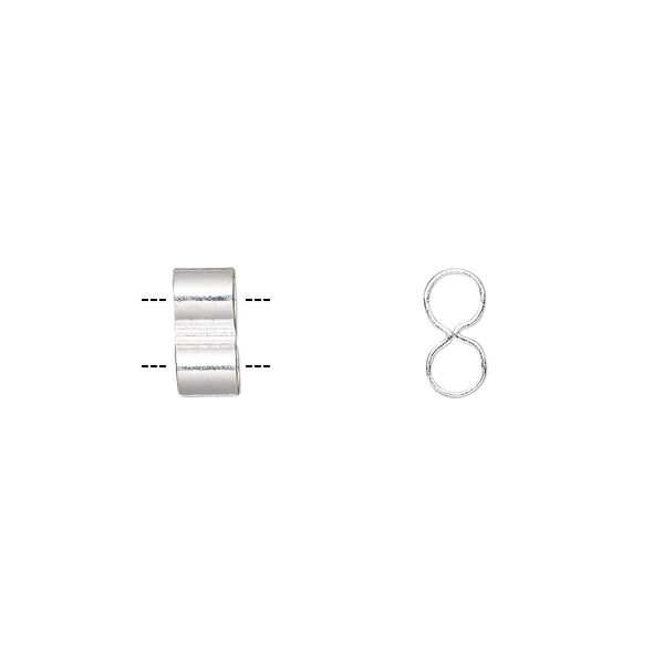 Bead, silver-finished brass, 8.5x4mm double tube. Sold per pkg of 10. image number 0