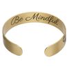 Bracelet cuff 1pkg1 antique gold-finished brass, black, 12mm wide with feather on outside / "Be mindful" on inside. image number 1