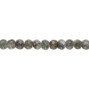 Black spotted quartz 1pkg1, hand-cut faceted uneven round / rondelle bead natural 14 inch 5-6mm / 6x4mm