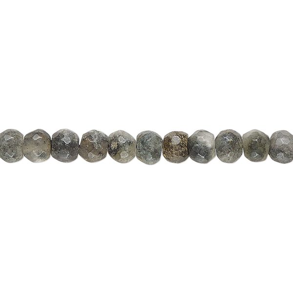 Black spotted quartz 1pkg1, hand-cut faceted uneven round / rondelle bead natural 14 inch 5-6mm / 6x4mm image number 0