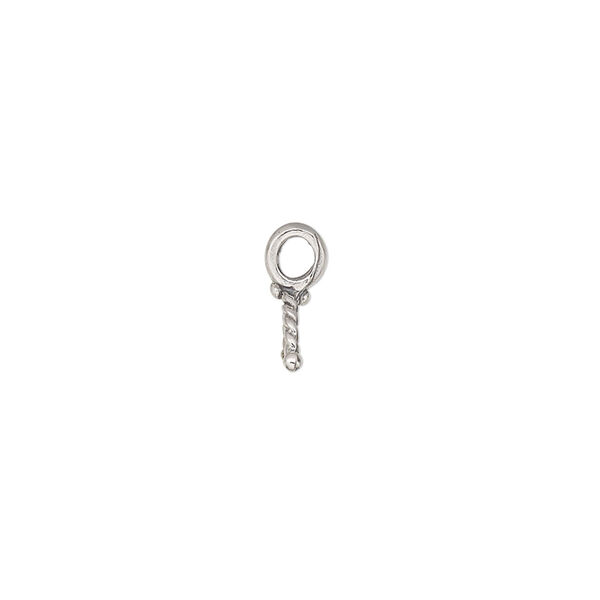 Bail, ice-pick, antiqued sterling silver, 11mm with rope design, 3.5mm grip length. Sold individually. image number 1