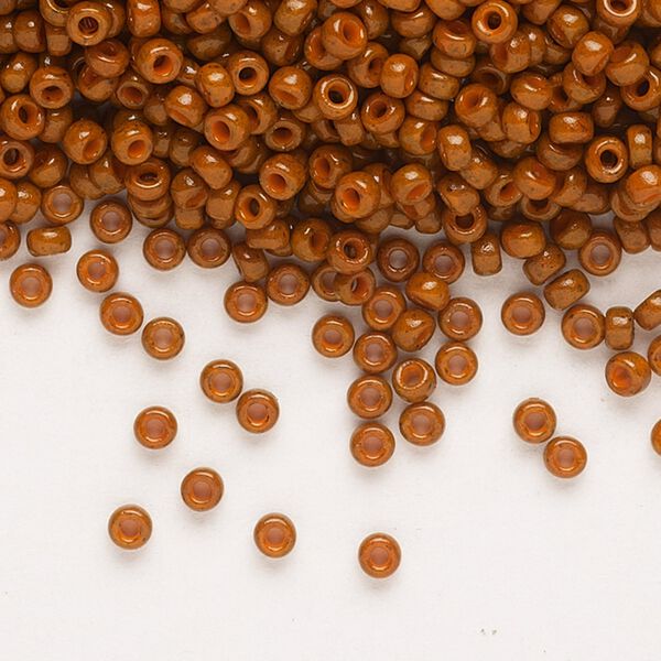 Seed bead, Miyuki, glass, pkg/250g, #11 rocaille, Duracoat® opaque outside dyed sienna, (RR-4459). image number 0