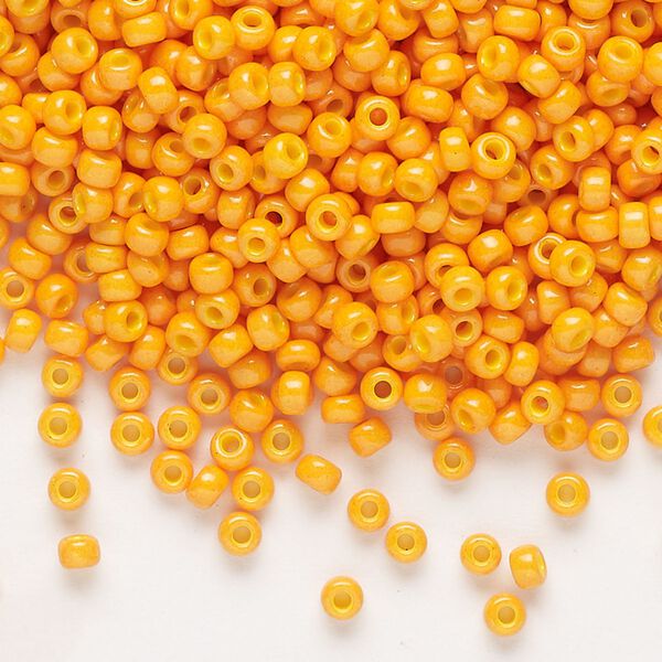 Seed bead, Miyuki, glass, pkg/250g, #8 rocaille, opaque outside dyed squash, (RR-1478). image number 0