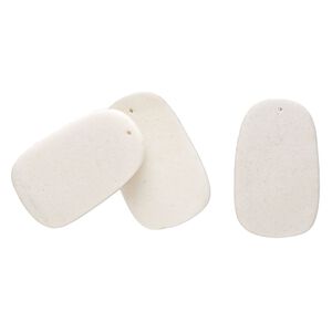 Snow quartz 1pkg3, top-drilled flat trapezoid focal natural 50x31mm