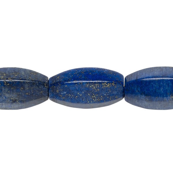 Bead, lapis lazuli (dyed), 20x10mm-21x11mm 6-sided oval, B grade, Mohs hardness 5 to 6. Sold per 16-inch strand. image number 0