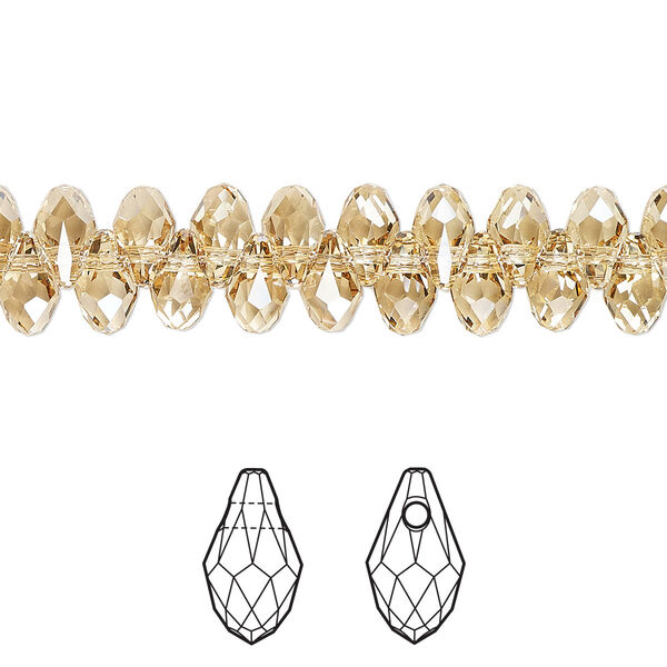 Briolette 48pk crystal golden shadow, Crystal Passions® 7x4mm pendant drop 6007 image number 0