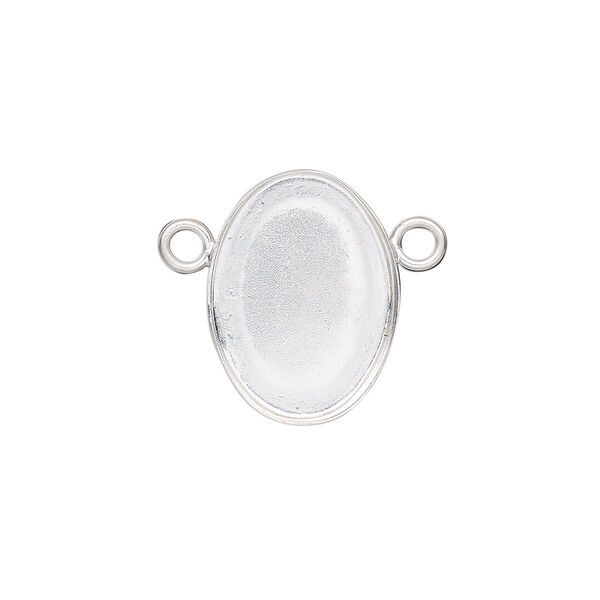 Connector, Almost Instant Jewelry®, fine silver, 19x14mm closed-back oval with 18x13mm oval bezel setting. Sold individually. image number 0