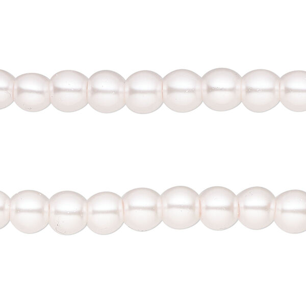 Bead, glass pearl, satin pink, 5-6mm round. Sold per pkg of (2) 15-inch strands, approximately 140 beads. image number 0