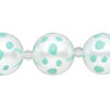 Bead, glass 1pkg8, opaque seafoam green and white, 16mm hand-painted round. image number 0